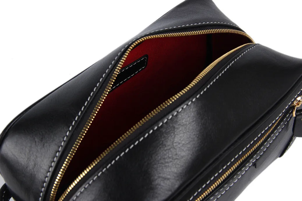 Handmade Italian Full Grain Vegetable Tanned Leather Clutch Bag Pouch Bag Comestic Bag PB01