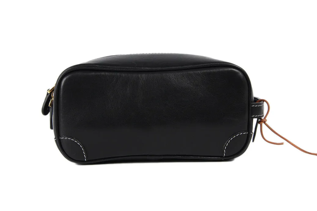 Handmade Italian Full Grain Vegetable Tanned Leather Clutch Bag Pouch Bag Comestic Bag PB01