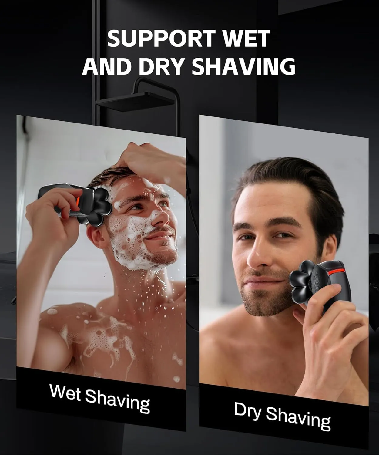Head Shavers for Bald Men - Magnetic 7D Electric Razor IPX8 Waterproof for Bald Men, Wet/Dry LED Display Rechargeable Rotary Shaver 5-In-1 Grooming Kit with USB-C Charge