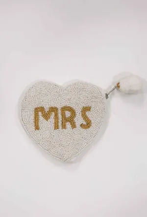 Heart Shape Mrs. Beaded Pouch