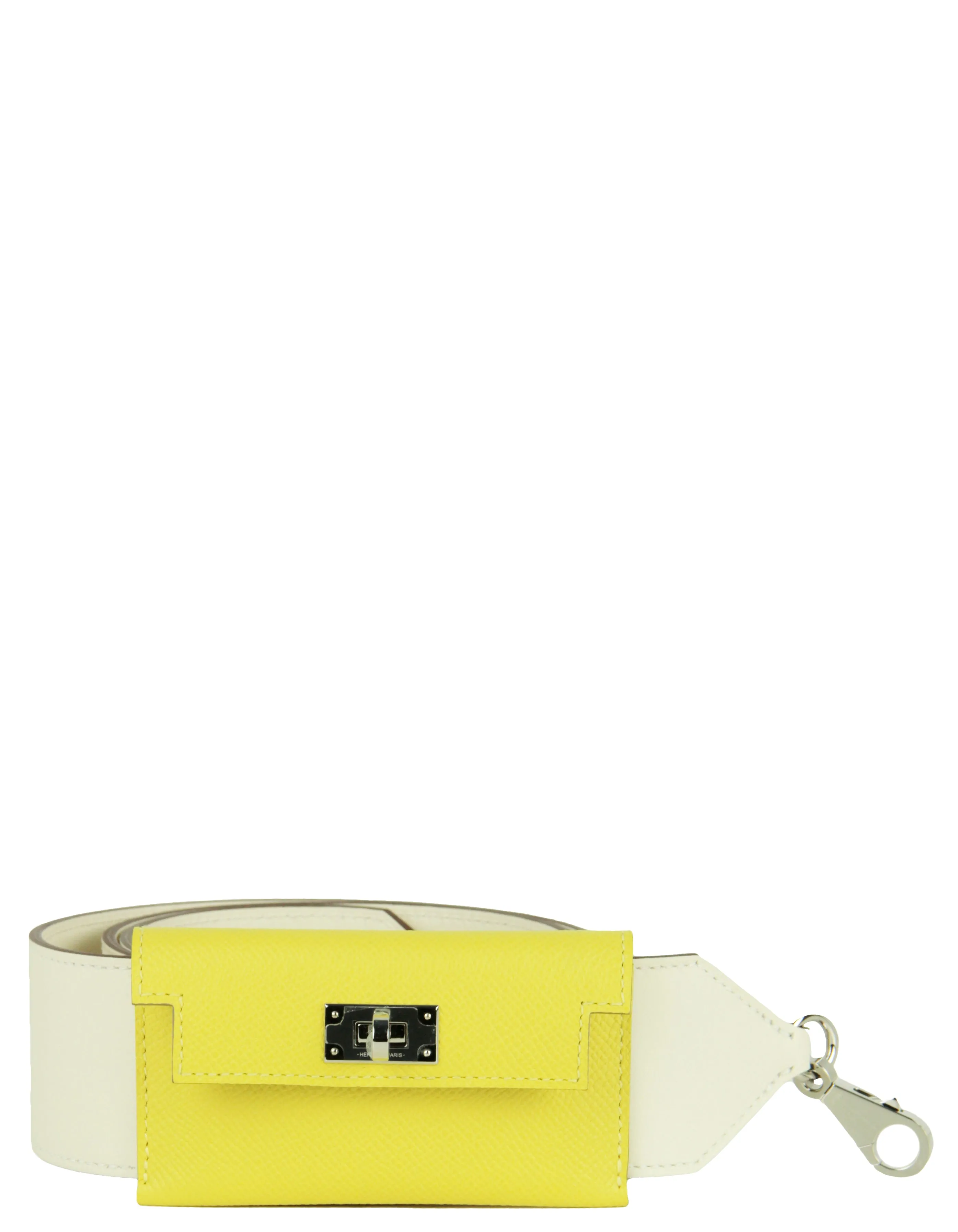 Hermes 2022 Nata/ Lime Yellow Swift & Epsom Leather Pocket Kelly Bag Strap
