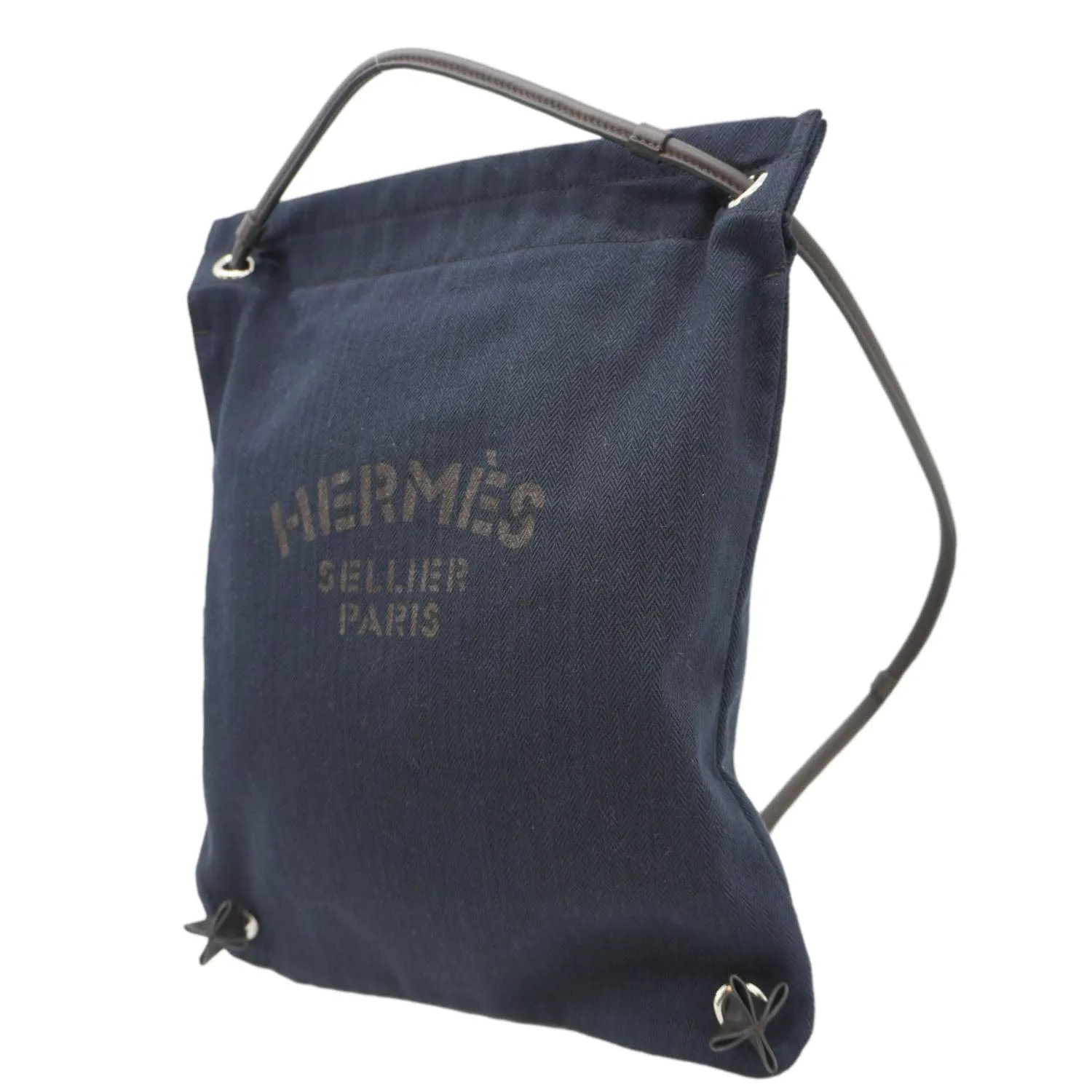 HERMES Aline Grooming Swift Canvas Backpack Bag Navy Blue