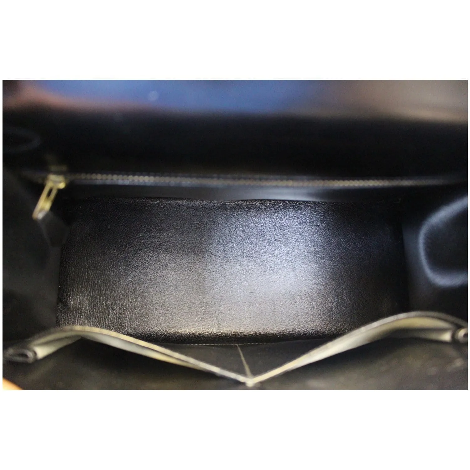 HERMES Kelly Sellier 28 Box Leather Satchel Bag Black
