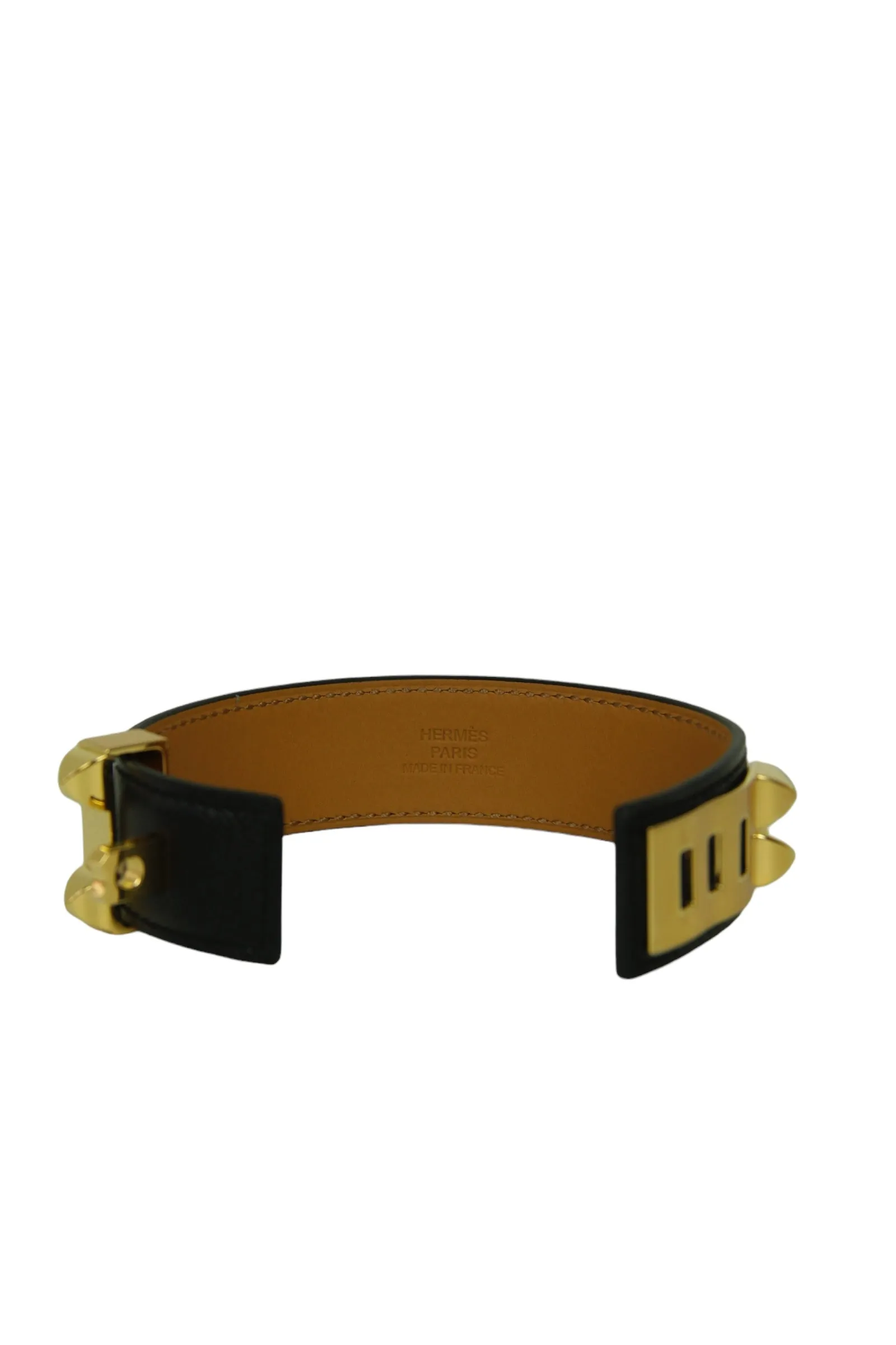 Hermes NEW Black/Gold Collier de Chien 24 Bracelet sz T3