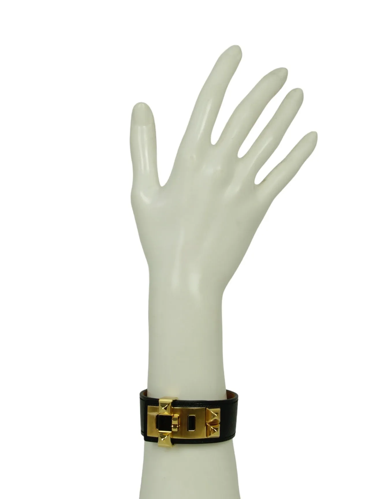 Hermes NEW Black/Gold Collier de Chien 24 Bracelet sz T3