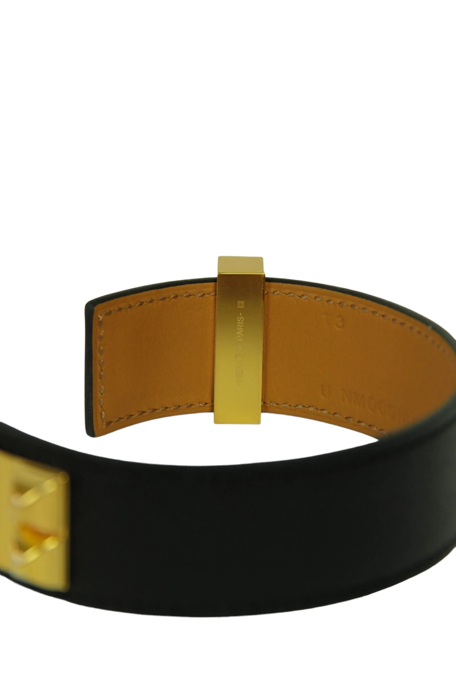 Hermes NEW Black/Gold Collier de Chien 24 Bracelet sz T3
