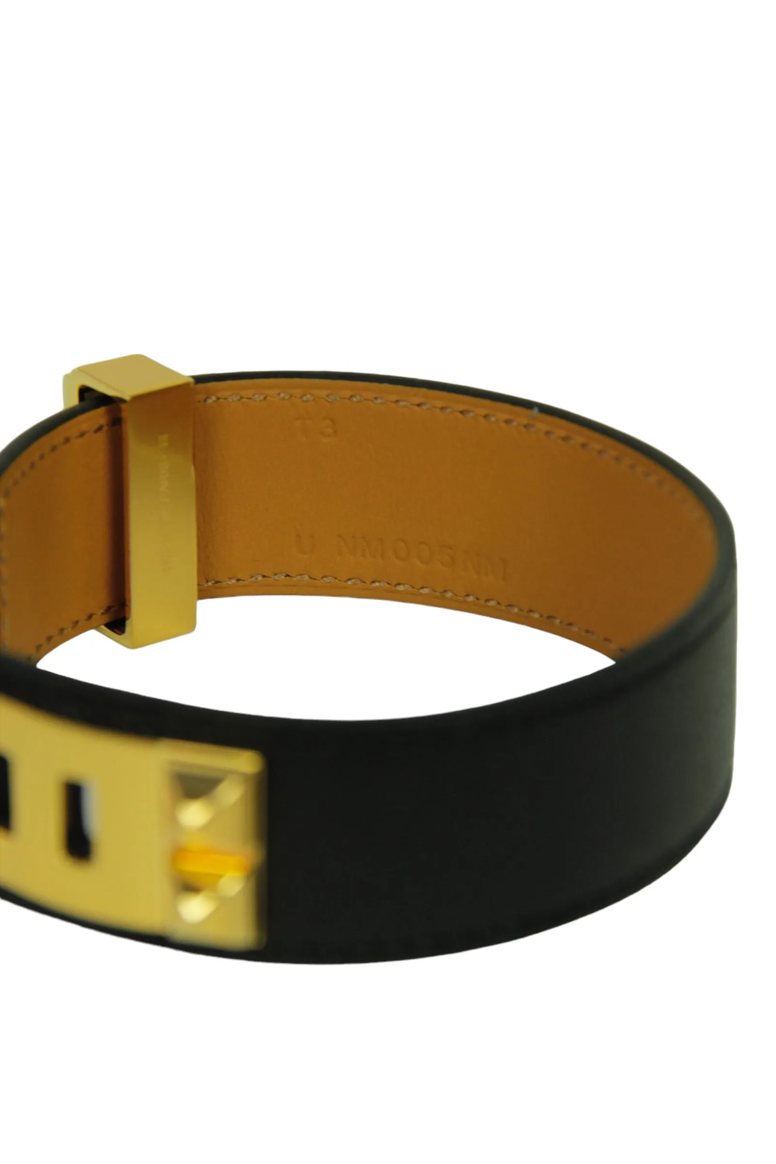Hermes NEW Black/Gold Collier de Chien 24 Bracelet sz T3