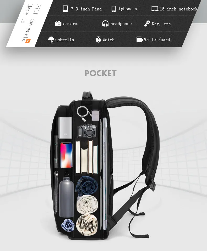 High Capacity Expanding Travel Backpack
