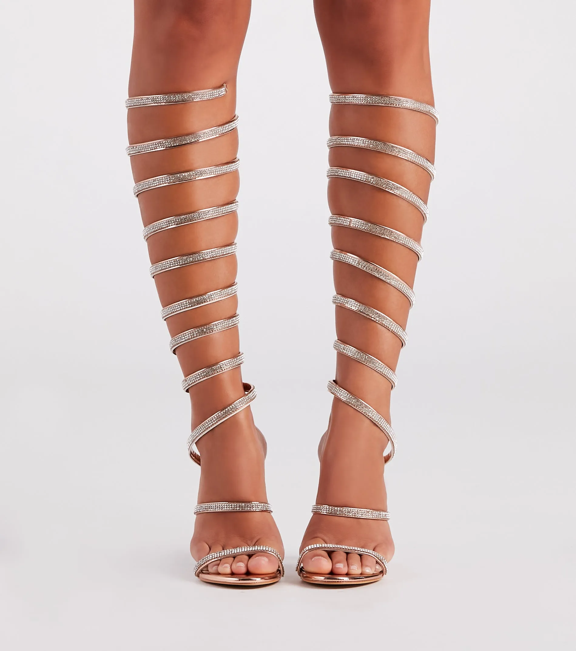 Higher Glam Rhinestone Spiral Stiletto Heels