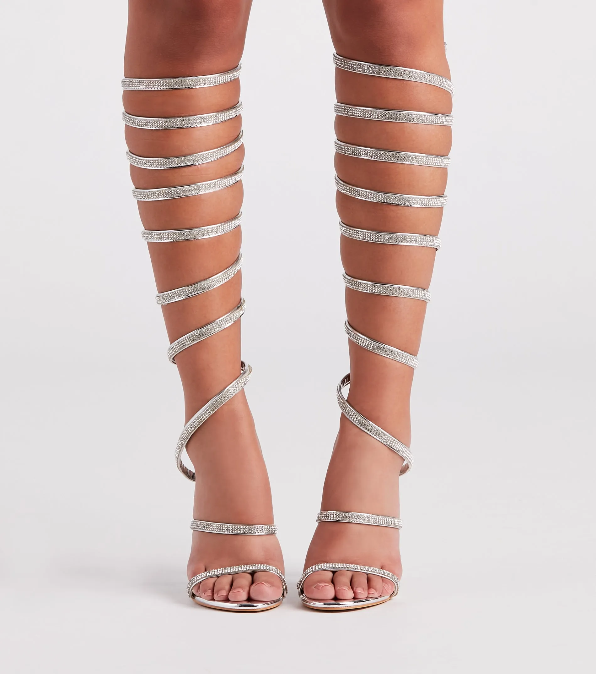 Higher Glam Rhinestone Spiral Stiletto Heels