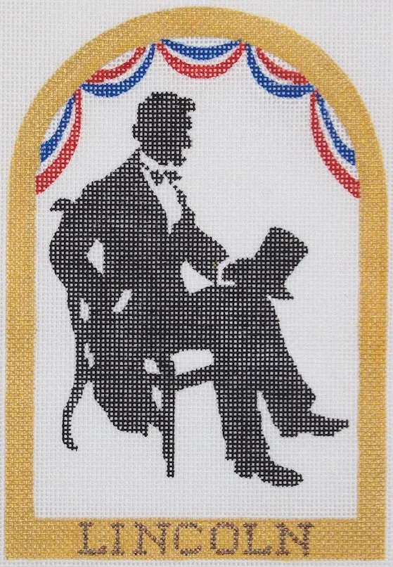 Holiday Series Mini – “Abraham Lincoln” Silhouette w/ Red, White & Blue Bunting (February)