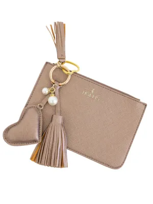Hollis Keychain Coin Pouch - Metallic Mocha