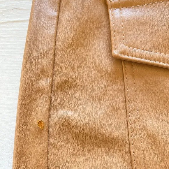 INC Vegan Faux Leather Mini Skirt Size 6 Tan Brown NEW Y2K Style Neutral