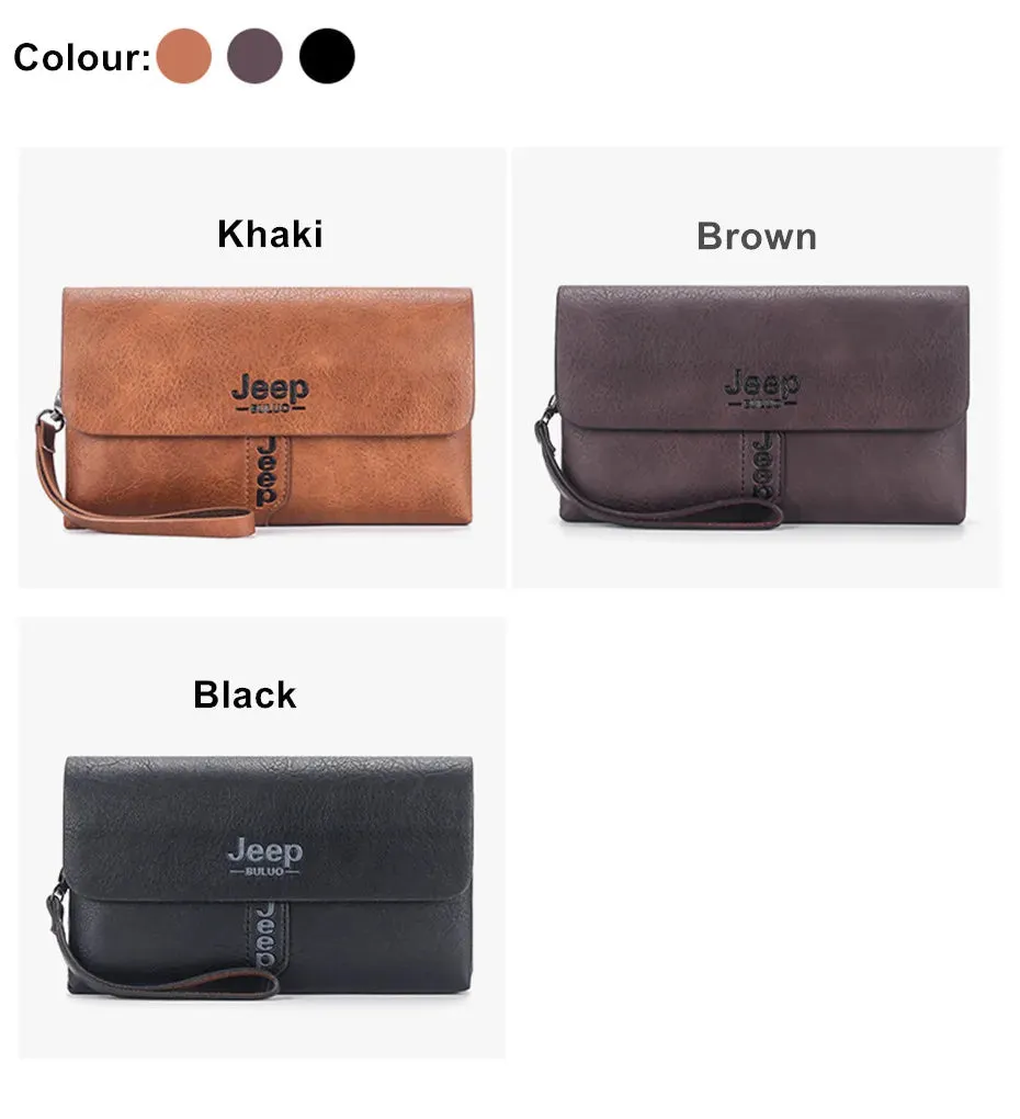 JEEP BULUO Mens Wallet Clutch Bag PU Leather