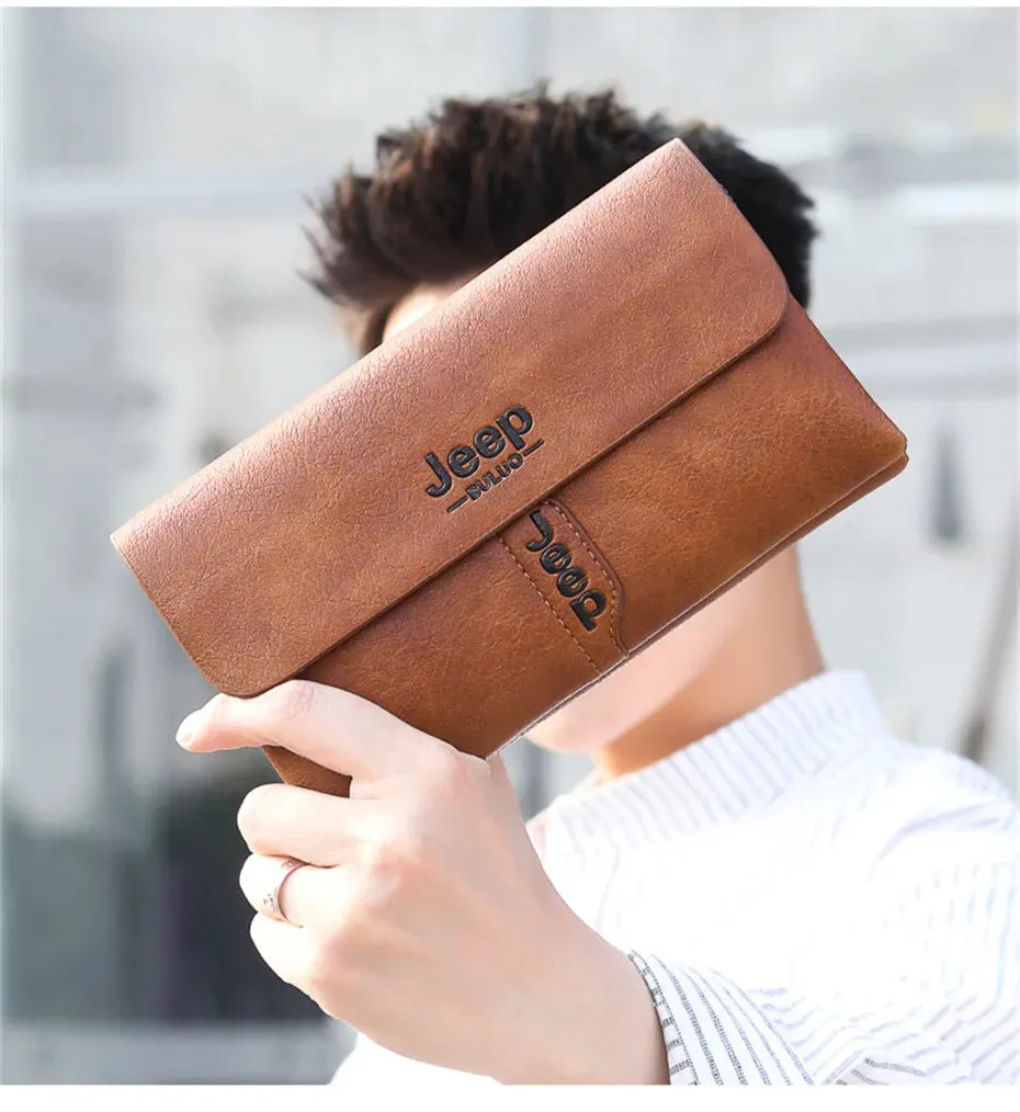 JEEP BULUO Mens Wallet Clutch Bag PU Leather