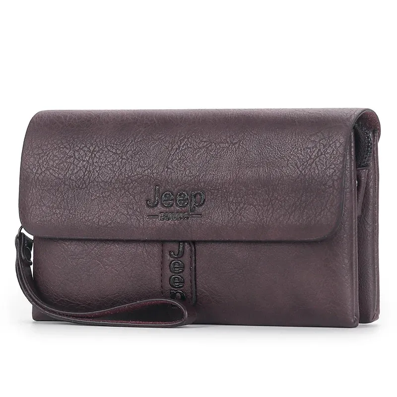 JEEP BULUO Mens Wallet Clutch Bag PU Leather