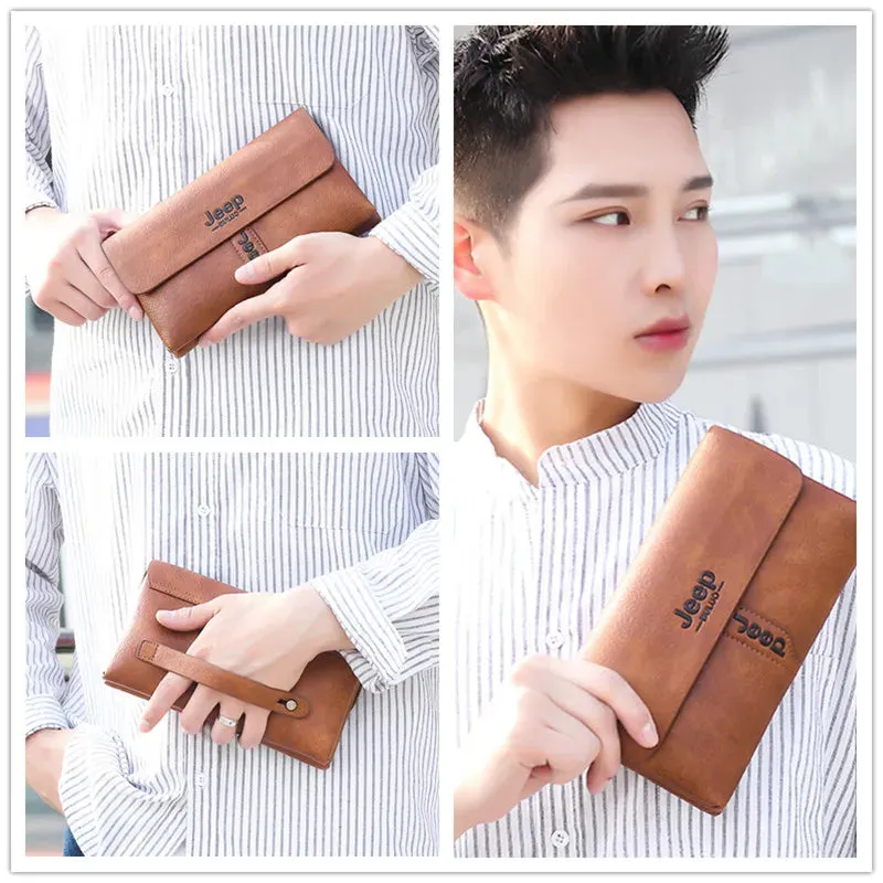JEEP BULUO Mens Wallet Clutch Bag PU Leather