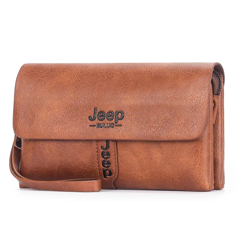 JEEP BULUO Mens Wallet Clutch Bag PU Leather