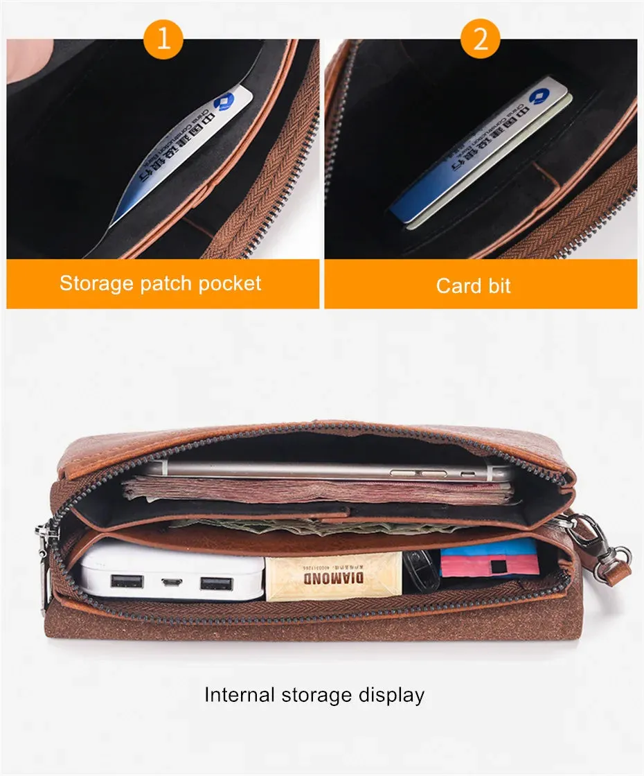 JEEP BULUO Mens Wallet Clutch Bag PU Leather