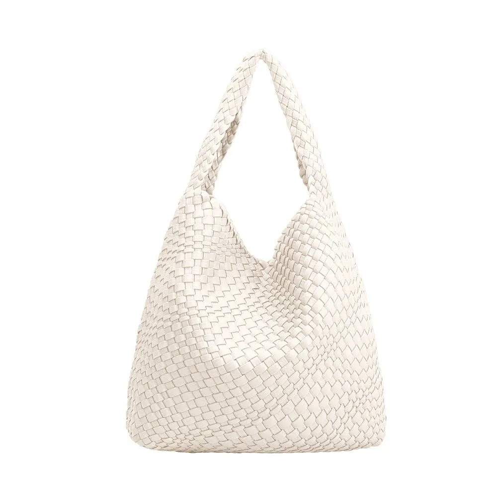 Johanna White Large Recycled Vegan Shoulder Bag