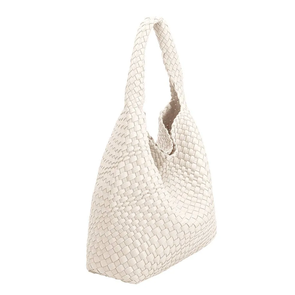 Johanna White Large Recycled Vegan Shoulder Bag
