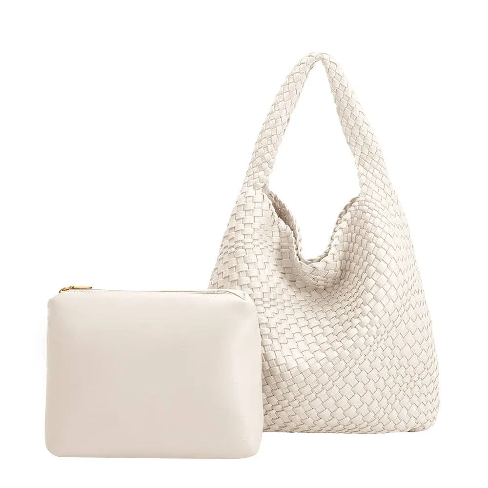 Johanna White Large Recycled Vegan Shoulder Bag