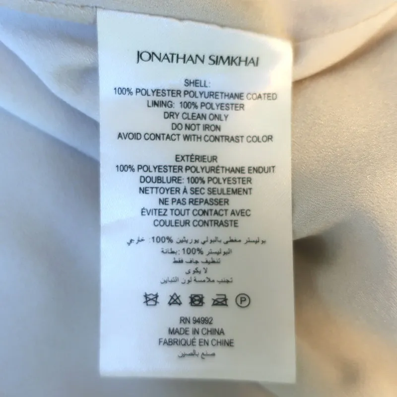 Jonathan Simkhai Elias Faux Leather Mini Shirt Dress Bone Size 0 NEW
