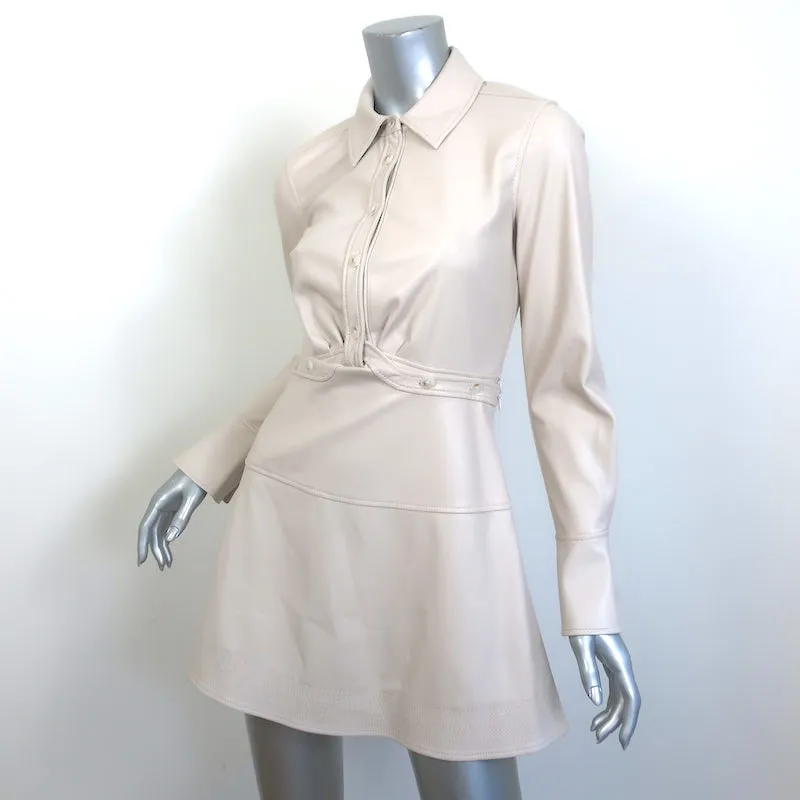 Jonathan Simkhai Elias Faux Leather Mini Shirt Dress Bone Size 0 NEW