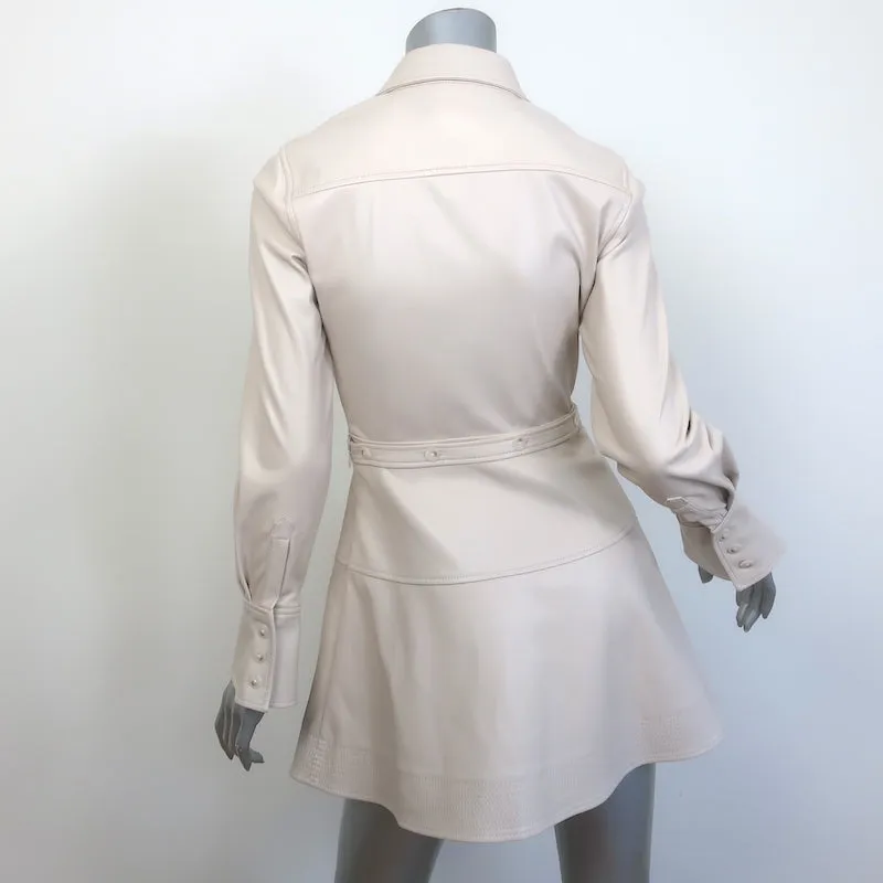 Jonathan Simkhai Elias Faux Leather Mini Shirt Dress Bone Size 0 NEW