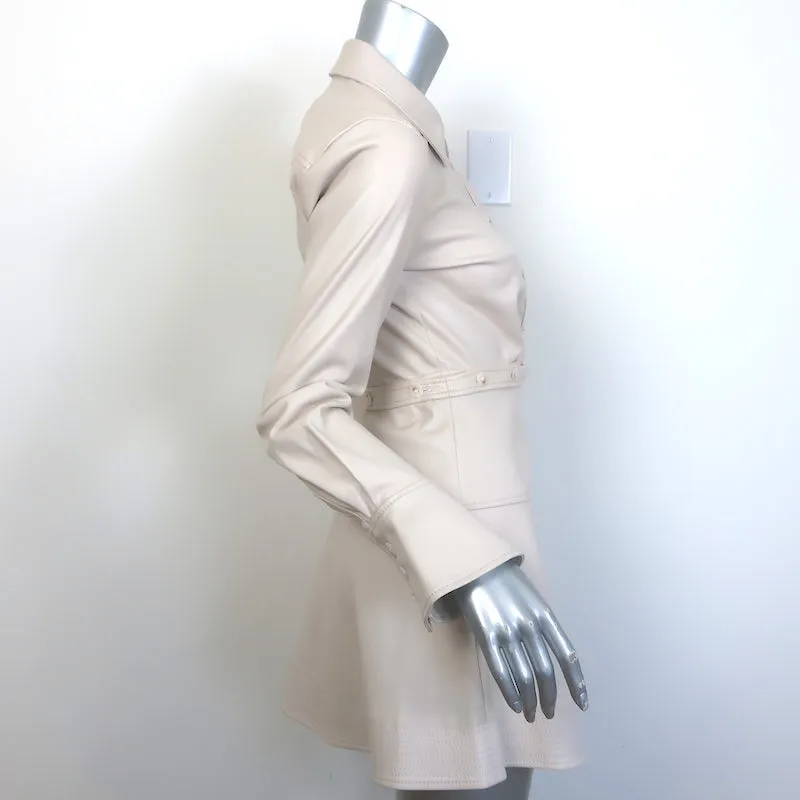 Jonathan Simkhai Elias Faux Leather Mini Shirt Dress Bone Size 0 NEW