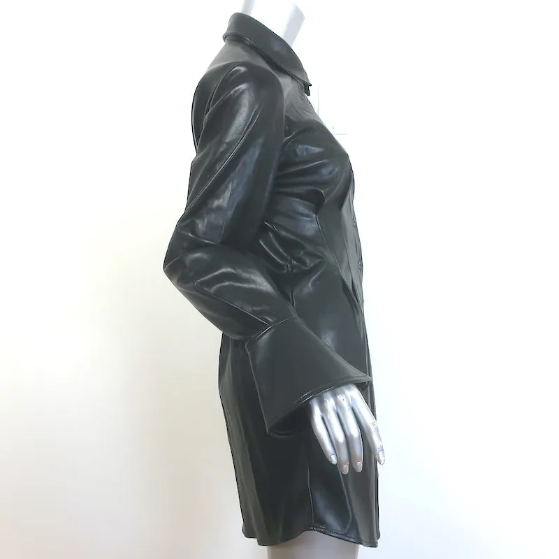 Jonathan Simkhai Soiele Faux Leather Mini Shirtdress Black Size 6