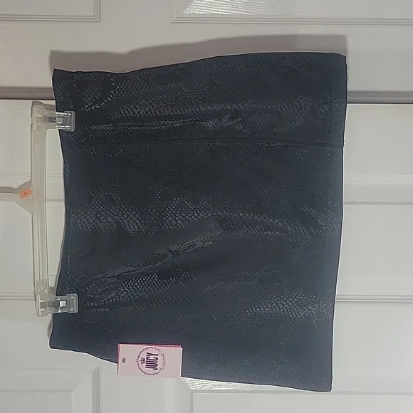 Juicy Couture black faux snake skin mini skirt