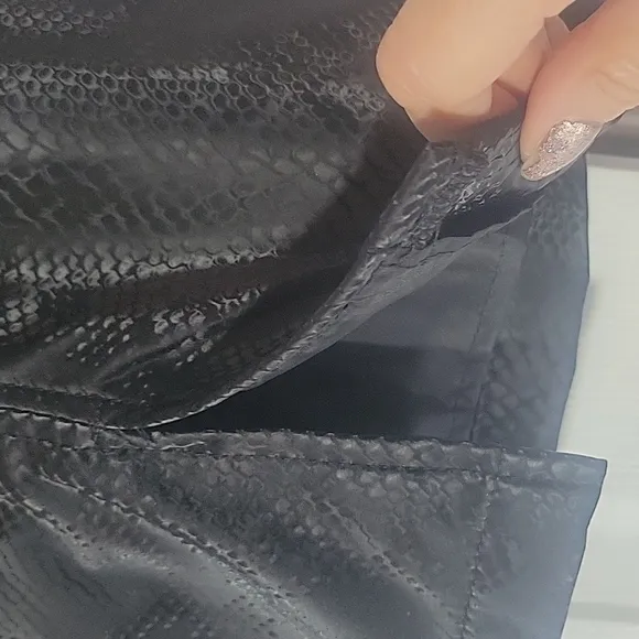 Juicy Couture black faux snake skin mini skirt