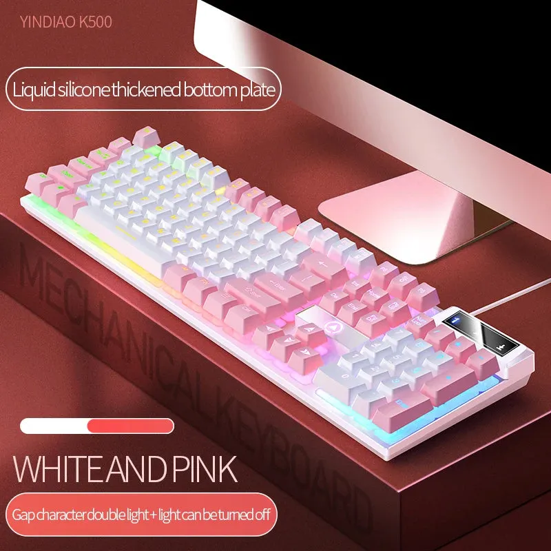 K500 Pink Wired Gaming Keyboard - Mixed White/Pink Keycaps