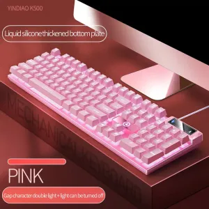 K500 Pink Wired Gaming Keyboard - Mixed White/Pink Keycaps