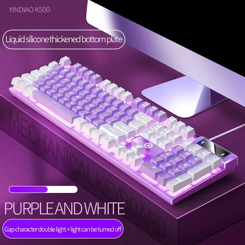 K500 Pink Wired Gaming Keyboard - Mixed White/Pink Keycaps