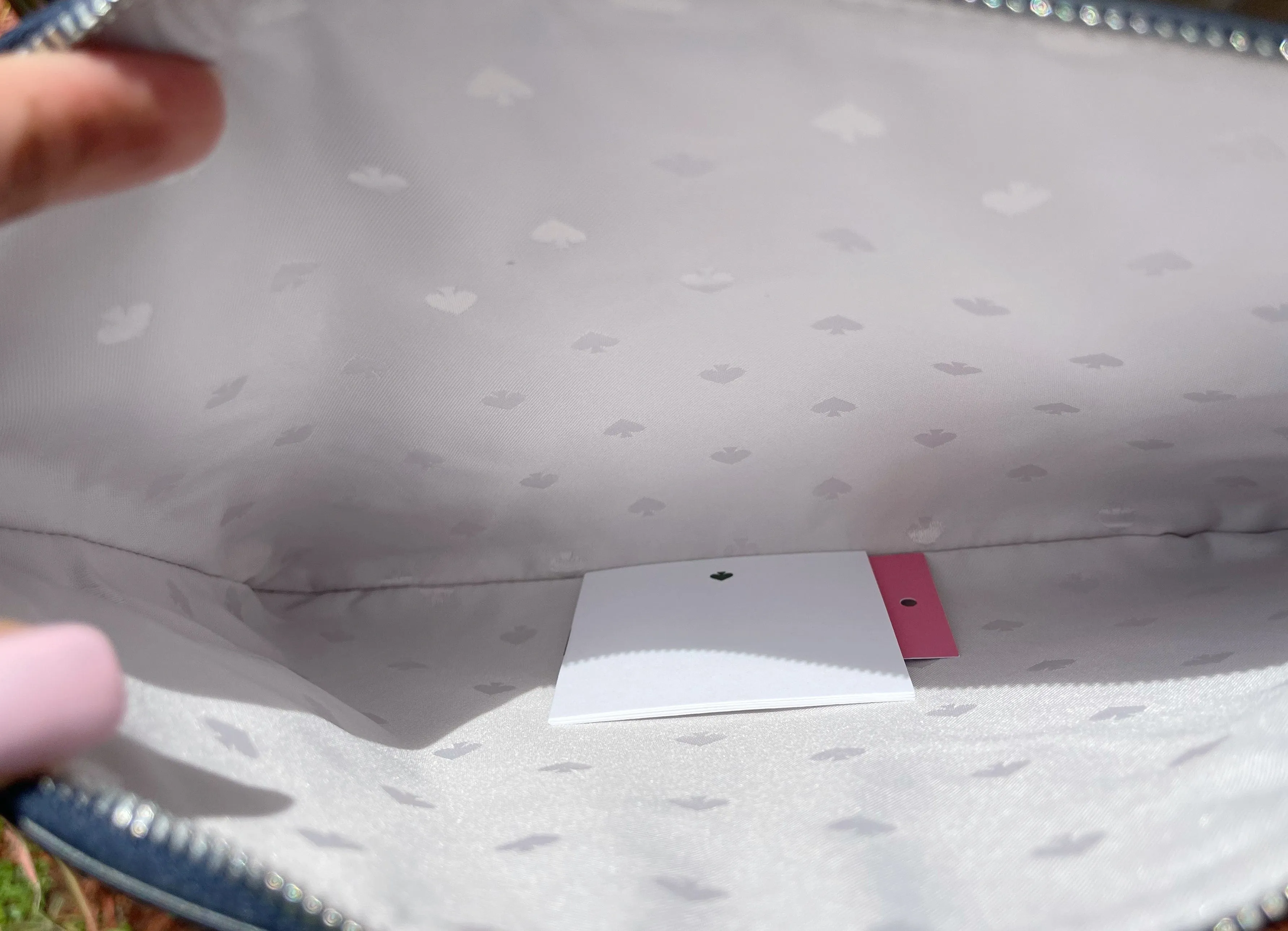 Kate Spade Up up And Away Hot Air Balloon Large Zip Pouch Blue Multi Leather