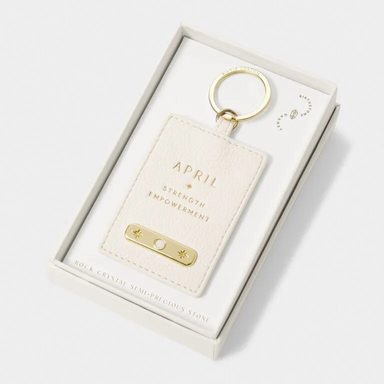 Katie Loxton Off White April Birthstone Keyring