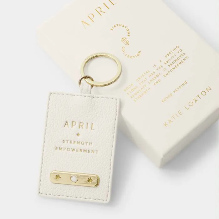 Katie Loxton Off White April Birthstone Keyring