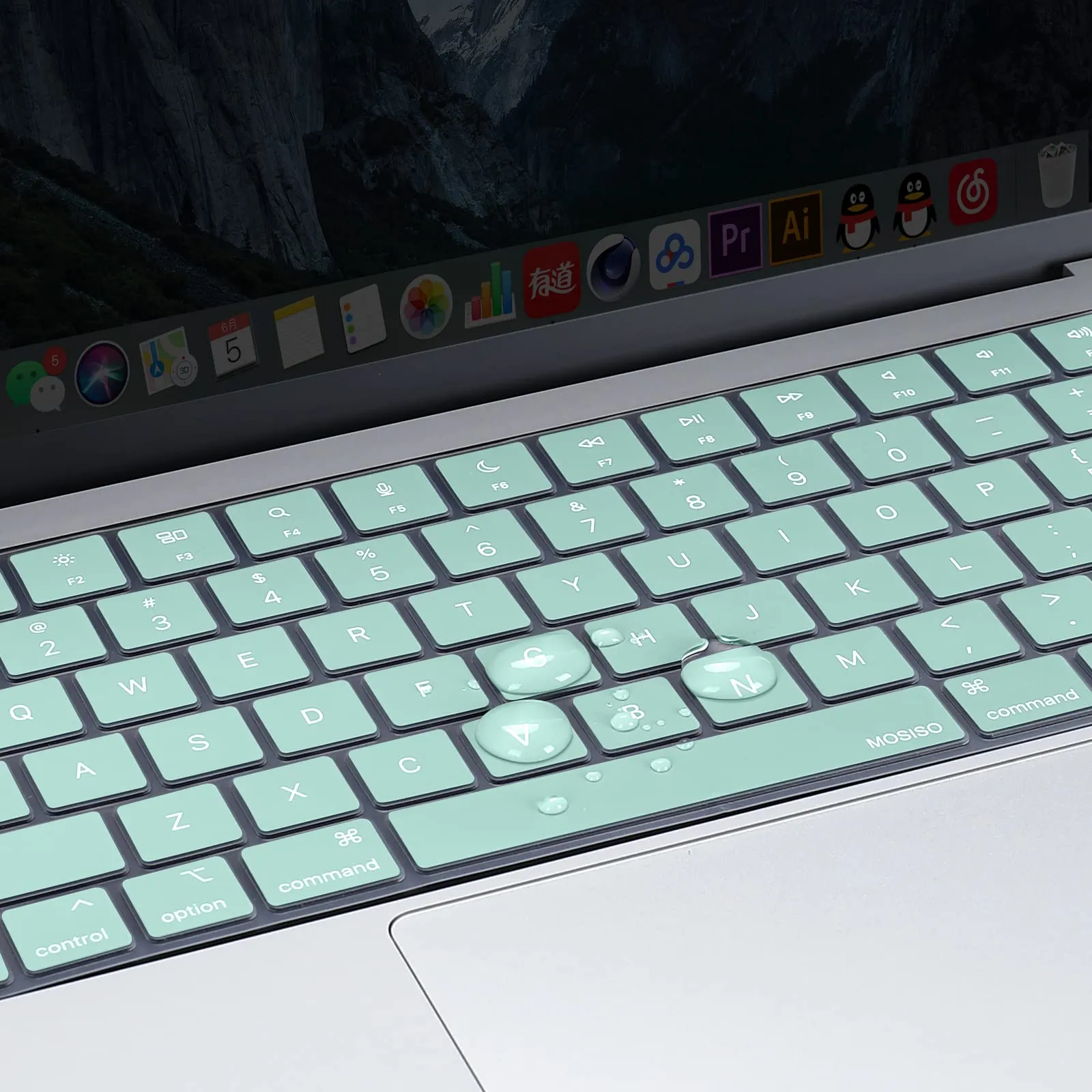 Keyboard Cover Skin For MacBook Air Pro 13 13.6 14 15.3 16 A2442 A2779 A2485 A2780 A2681 A2941 M1 M2 2021 to 2023 Mint Green