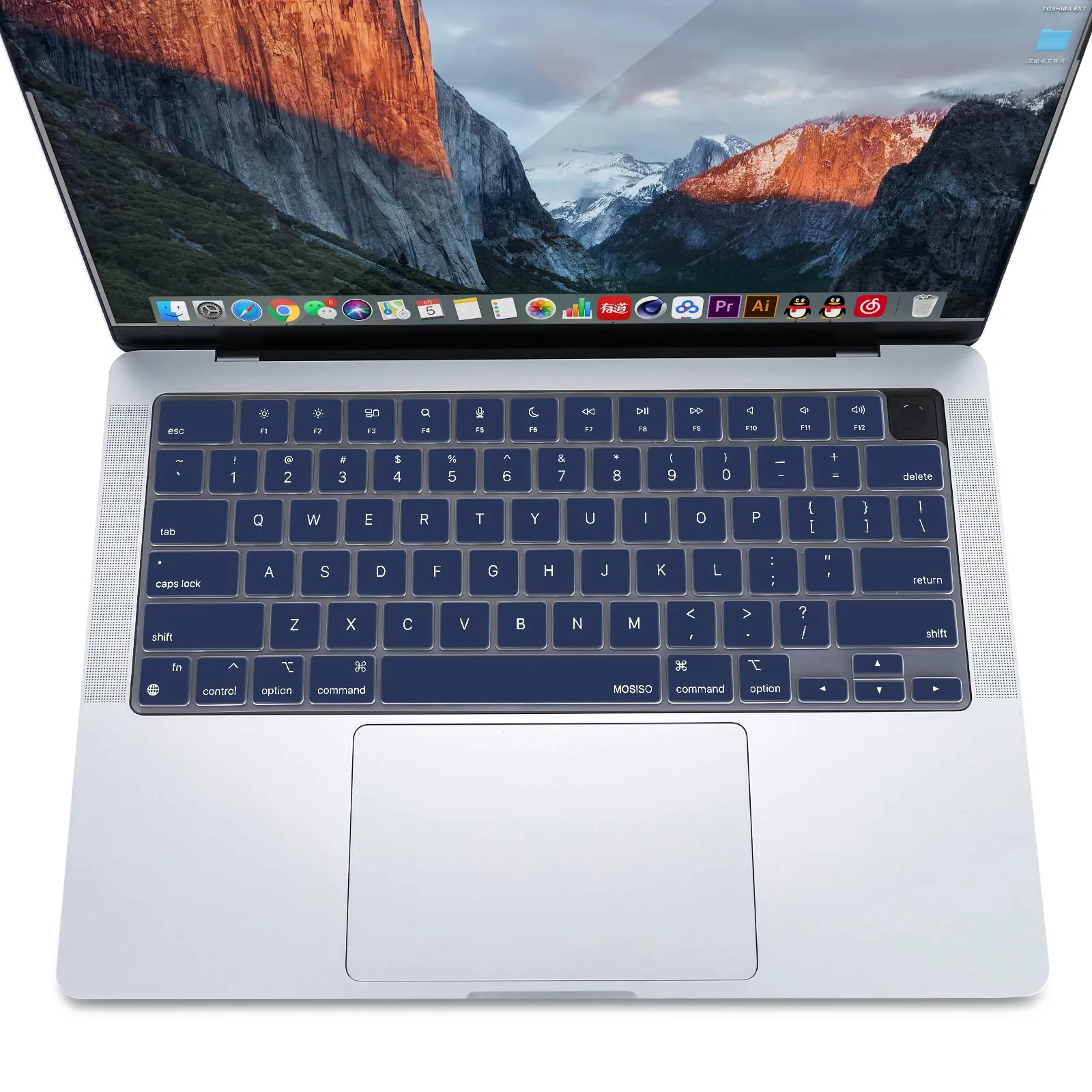 Keyboard Cover Skin For MacBook Air Pro 13 13.6 14 15.3 16 A2442 A2779 A2485 A2780 A2681 A2941 M1 M2 2021 to 2023 Navy Blue