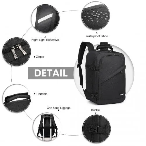 Kono Lightweight 20L Cabin Bag Travel Business Backpack - Black