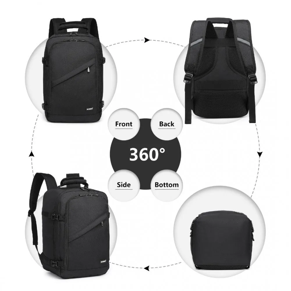 Kono Lightweight 20L Cabin Bag Travel Business Backpack - Black
