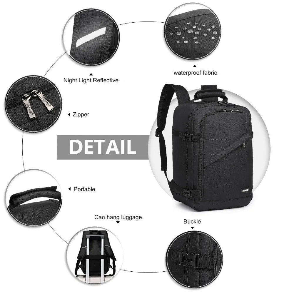 Kono Lightweight 20L Cabin Bag Travel Business Backpack - Black