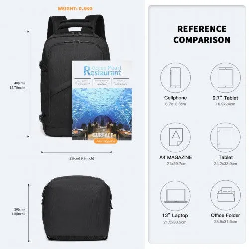 Kono Lightweight 20L Cabin Bag Travel Business Backpack - Black