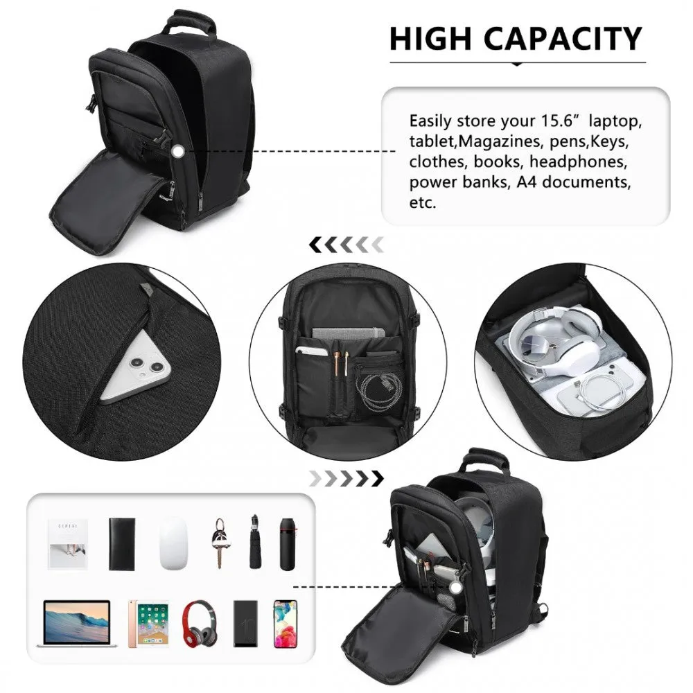 Kono Lightweight 20L Cabin Bag Travel Business Backpack - Black