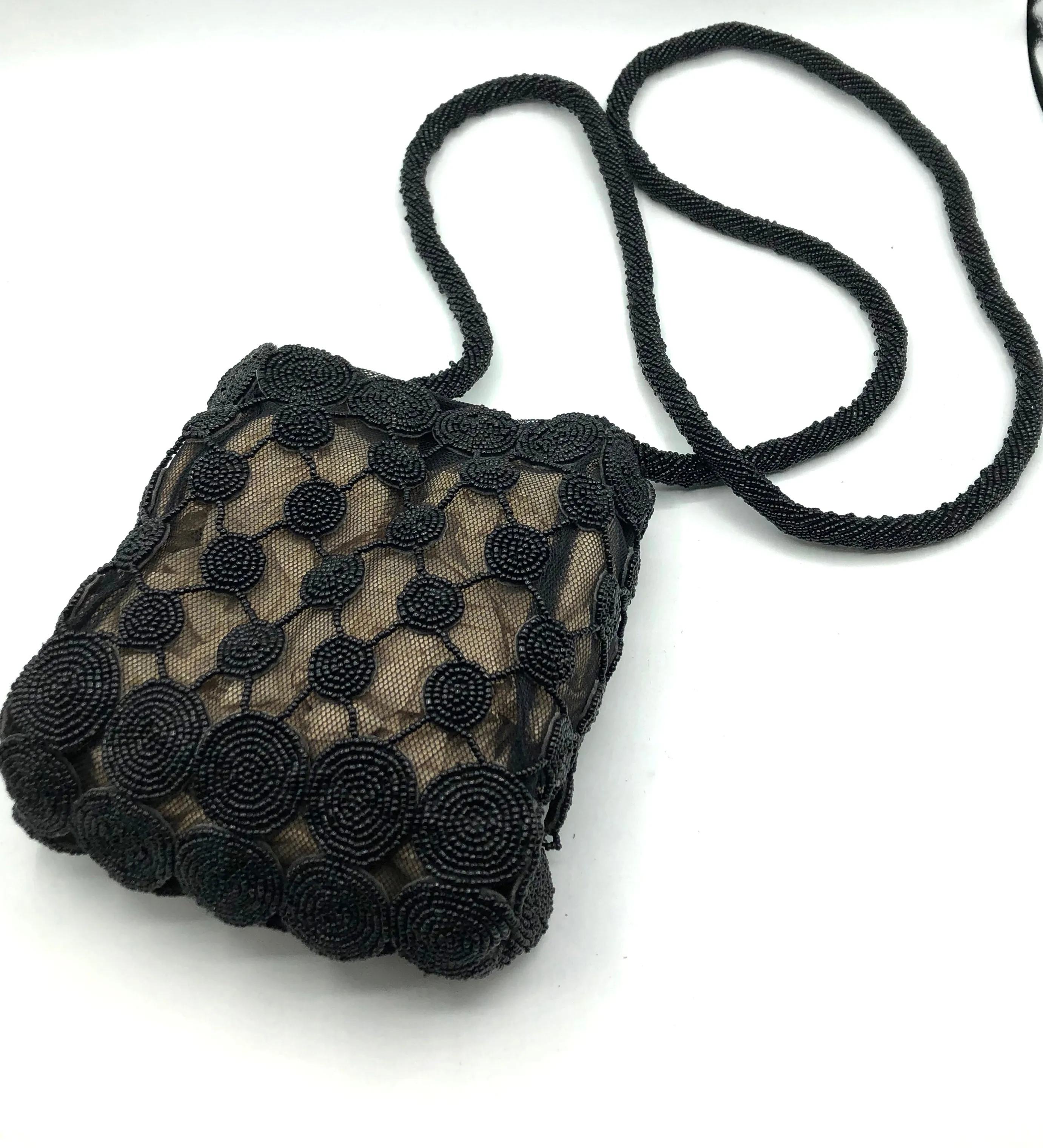 Krizia 90s  Black Beaded Cross Body Pouch