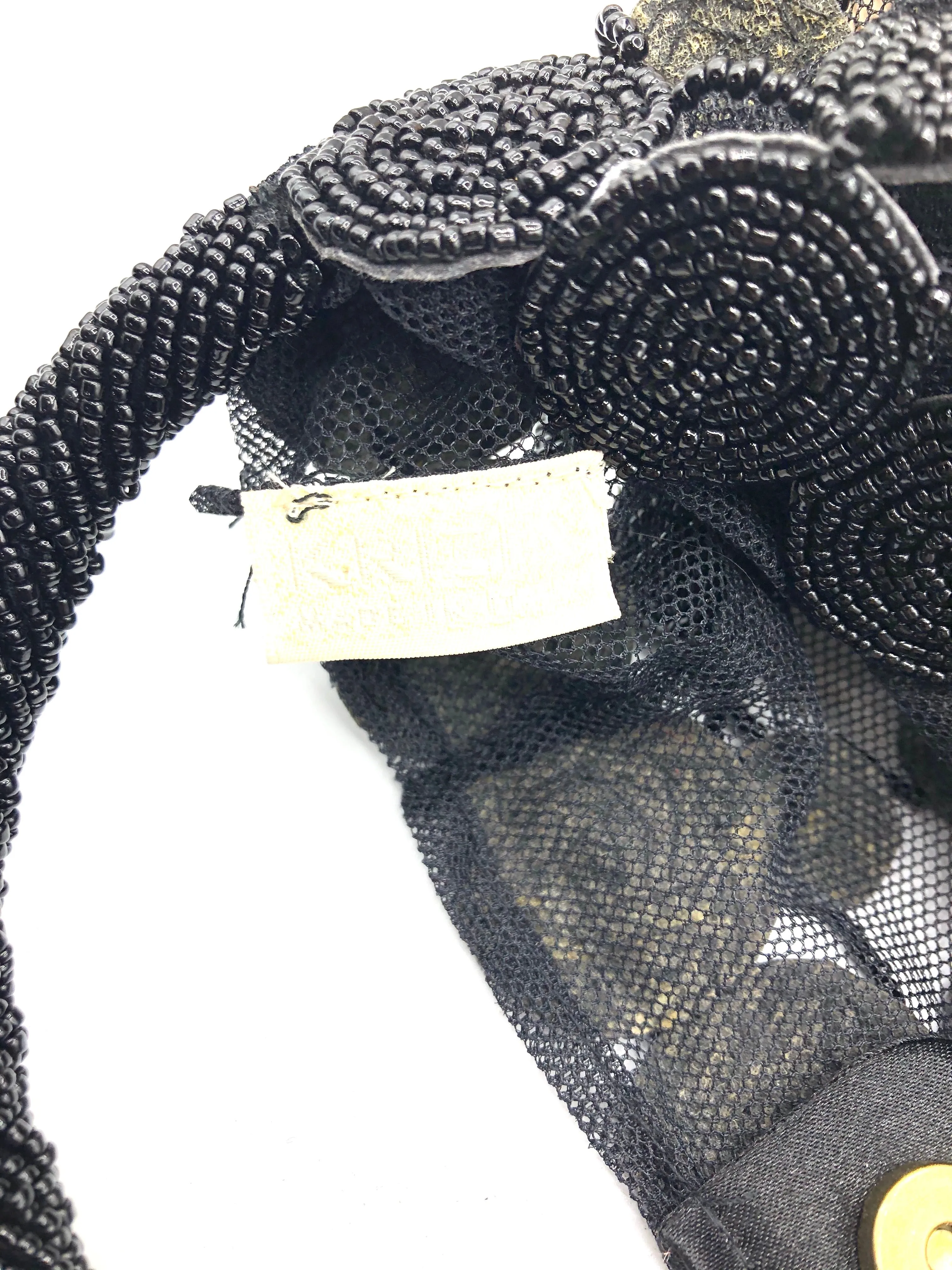 Krizia 90s  Black Beaded Cross Body Pouch