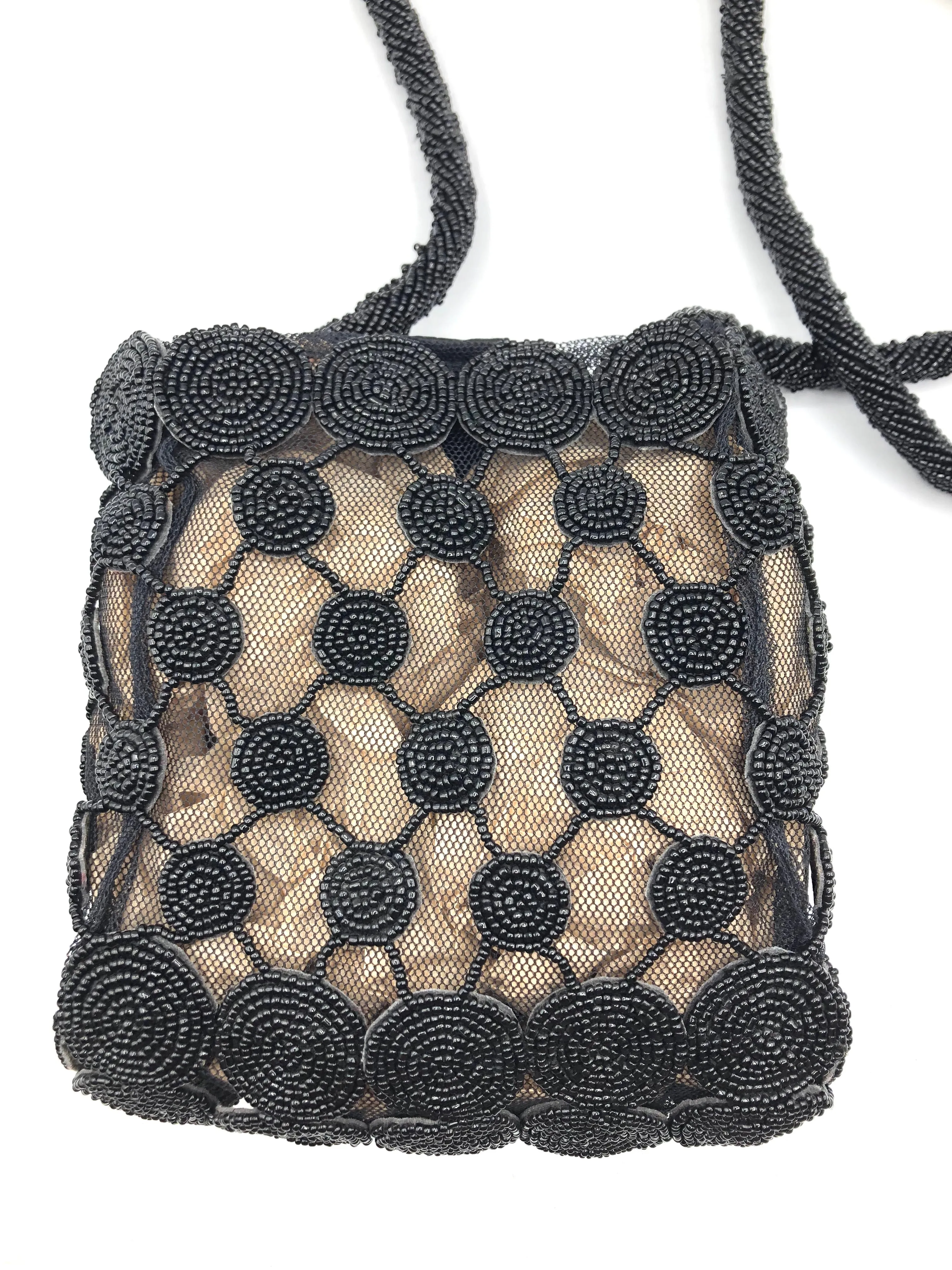Krizia 90s  Black Beaded Cross Body Pouch