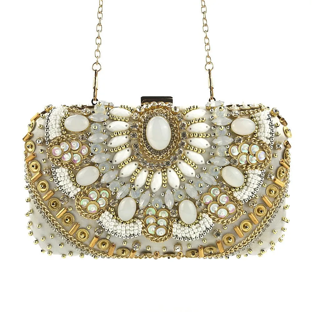 Ladies Evening Bag Handmade Beaded Party Clutch Crossbody Bag